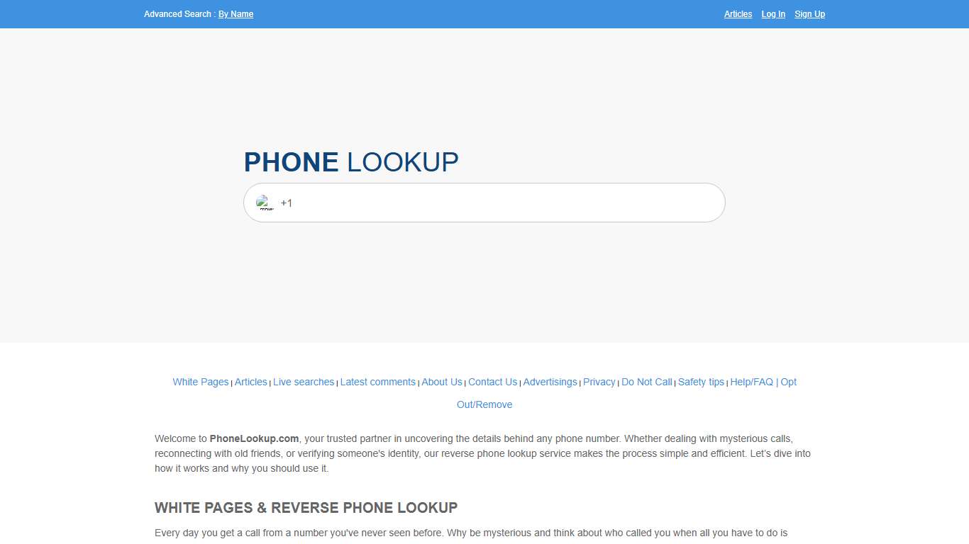 Phone Lookup - Reverse Phone Lookups @ PhoneLookup.com